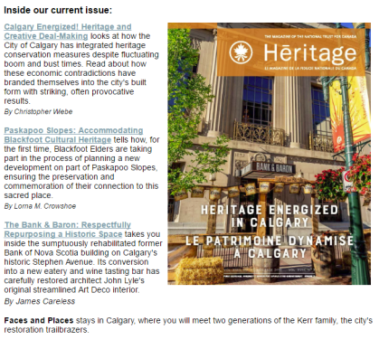 The National Trust for Canada current issue